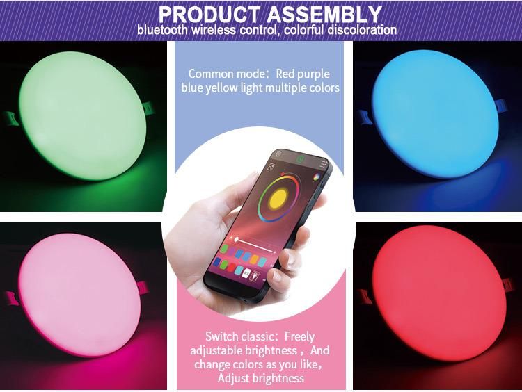 Keou 3D Frameless LED Panel Surface Recessed Downlight Embedded Lamp 24W RGB Multi Color Change WiFi Bluetooth Modern LED Smart Ceiling Light