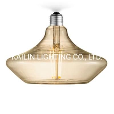 Dimming Non-Flashing UFO Flying Saucer-Shaped Decorative Glass LED Filament Bulb