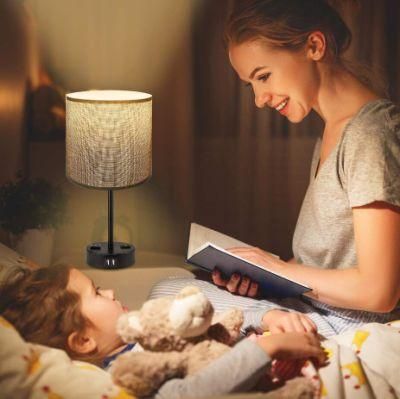 AC Plug Bedroom Bedside Lamp USB Rechargeable Touch Dimming LED Desk Lamp