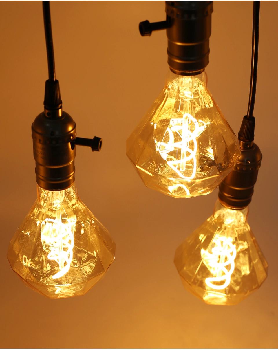 Retro LED Filament Bulb Spiral Light E27 A60 T45 St64 T185 G80 G95 G125 4W Decoration Lighting Retro Vintage Edison LED Lamp