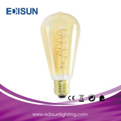 Factory Lamp St64 Amber Glass Cover LED Soft Filament Light