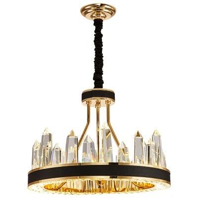 Rectangular LED Crystal Drop Pendant Lamp Gold Chandelier