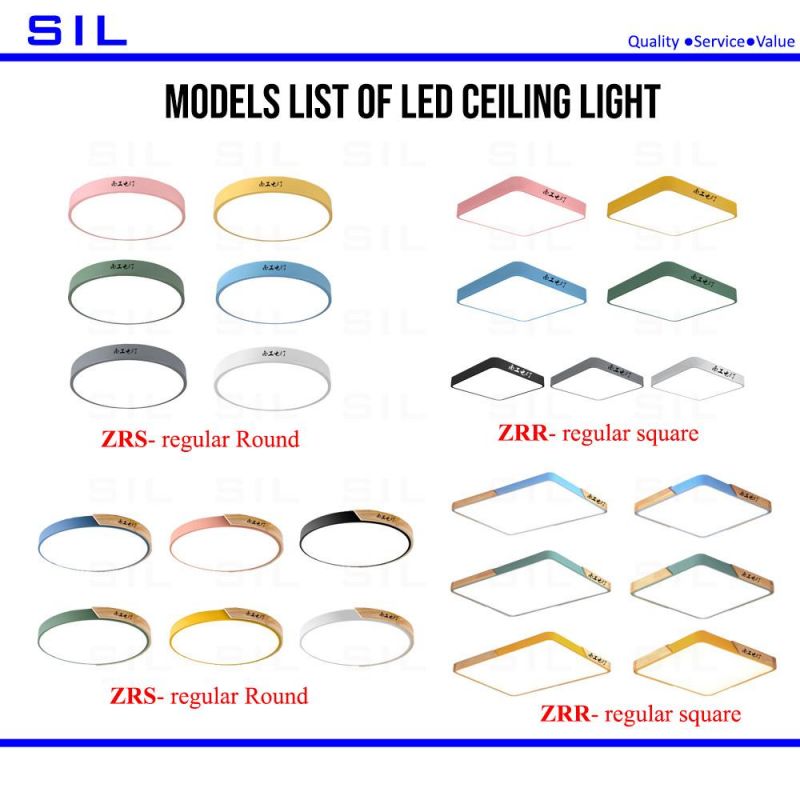 Hot Sale 24W Colorful LED Ceiling Lamp for Living Room Bedroom Round Square Modern Wooden LED Ceiling Light