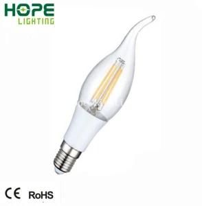 E14 2W/4W All Glass LED Candle Tailed Filament Bulb Lamp