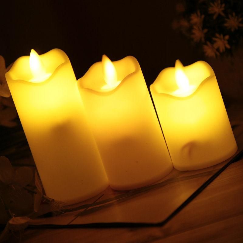 Battery Operated Flameless LED Pillar Candles with Timer Flickering Electric Decorative Light