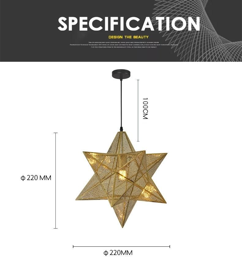 Artistic Stainless Steel Pendant Lamp Star Metal Hanging Lamps Restaurant Decorative Chandeliers