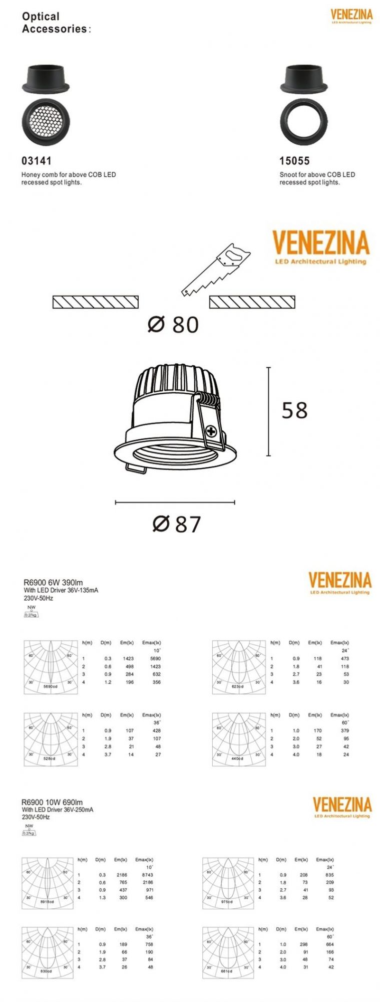 Recessed Down Light Fixed Professional Lighting Fixture 6W/10W COB LED LED Downlight LED Ceiling Light LED Spot Light LED Light LED Down Light