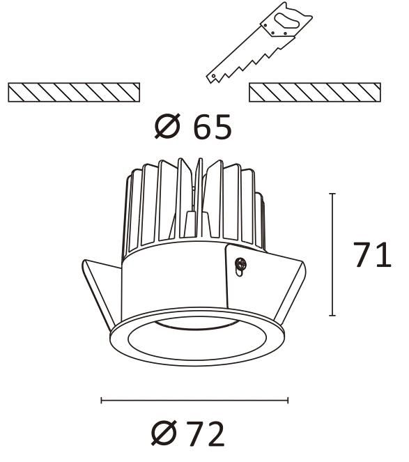 5years Warranty 65mm Cut-out Hole Recessed TUV Certified LED Downlight