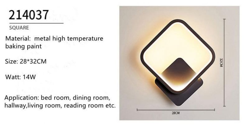 Round Square Shape Home Hotel Decoration LED Wall Lamp