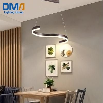 Aluminum Room Acrylic Modern S Shape LED Pendant Light Chandelier Hanging Adjustable