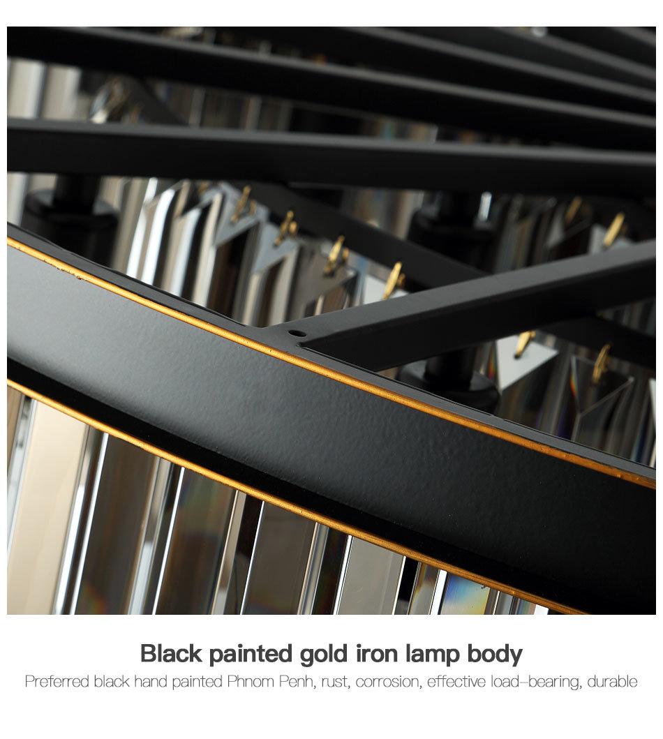 2021 Round Indoor Luxury Pendant Light Black Gold LED Hanging Lights Home Nordic Modern K9 Crystal Chandelier Luxury
