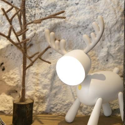 Creative Gift Moose LED Desk Lamp Deer Cartoon USB Small Night Lamp with Sleeplight Desk Reading Lamp