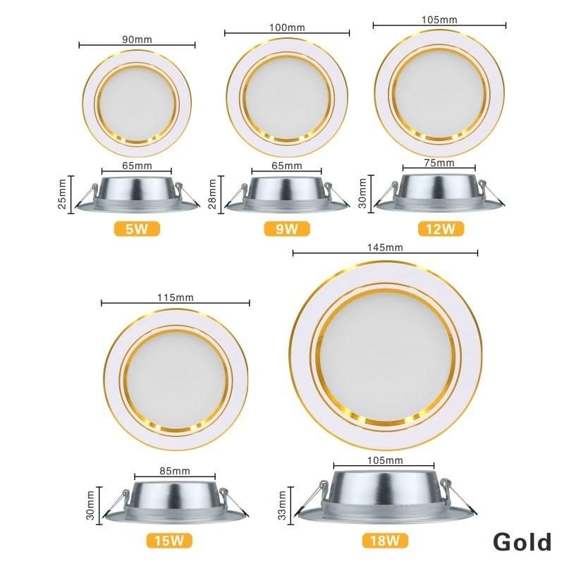Dob 220-240V Aluminum and Acrylic Ceiling Light 3W 6W 9W 12W Downlight CREE LEDs