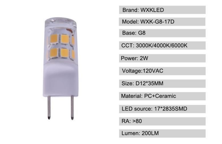 G8 G9 Bulb Warm White 3W G8 LED Bulb Equivalent to G8 Halogen Bulb 20W-25W Dimmable G8 Light Bulb