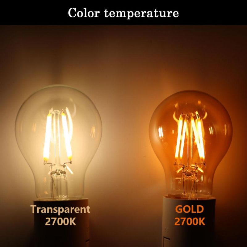 China Factory Price LED Edison Filament Bulb Light 4W/6W/8W/10W Vintage LED Lamp 1800K-6500K Amber Clear Glass Bulb for Indoor LED Lightings with CE RoHS ERP