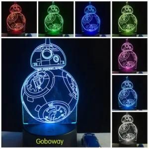 Star Wars Force Awaken Bb-8 Droid 3D Night 7 Color Changing Touch Switch LED Desk Table Light Lamp