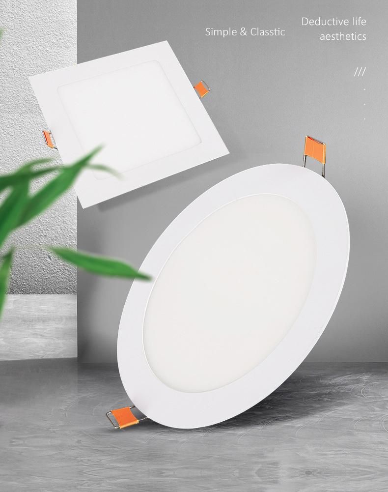 12W Asia South America Economic Factory Square Ceiling Recessed LED Panel Light for Residential Hotel Washroom Bathroom Kitchen Cabinet Balcony Porch, Garage