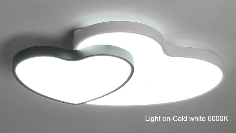Unique Double Heart Design Factory Price Children Bedroom Study Room Flush Mount LED Ceiling Light Fixture