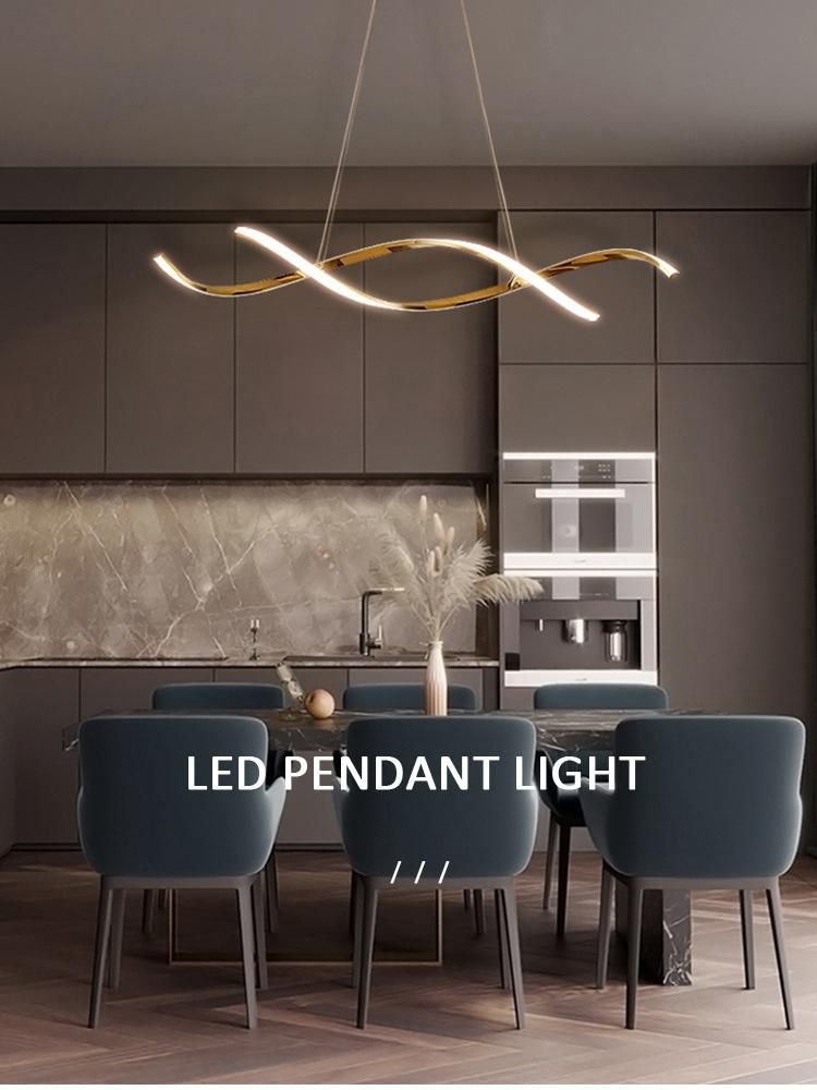 Minimalist Linear Restaurant Bar Designer Front Desk LED Hanging Ring Lamp Kitchen Pendant Light