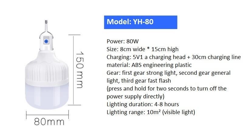 Third Gear Dimming Charging LED Bulb Lamp Emergency Light