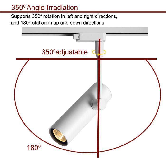 Aluminum 50Hz 60Hz CCT Color COB CRI>80ra 20W LED Track Light Lamp with Lighting Fixture