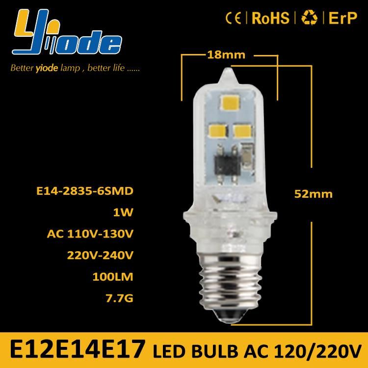 E12 Screw 2835SMD*6 120V 220V 1W 100lm LED Bulb