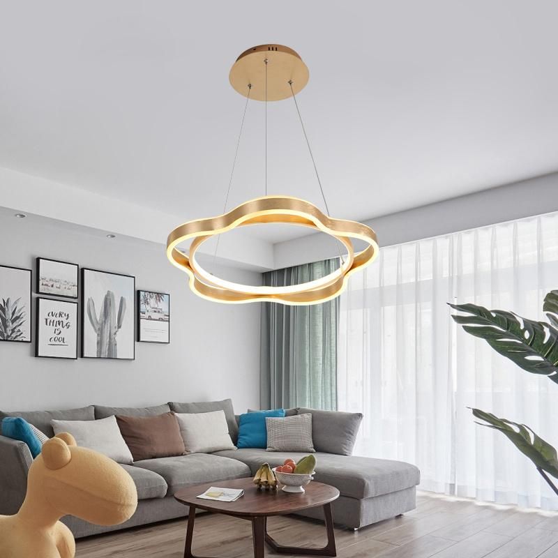 Unique Design Atmosphere Golden Flower-Shaped LED Chandelier