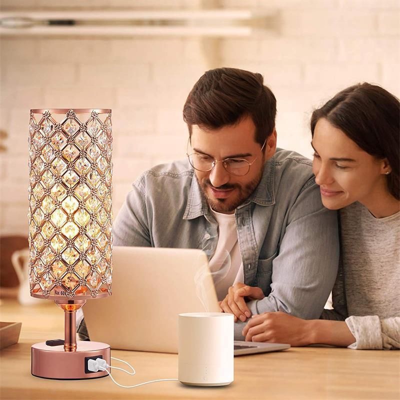 Touch Rechargeable Desk Crystal Bedside LED Luxury USB Desk Lamp