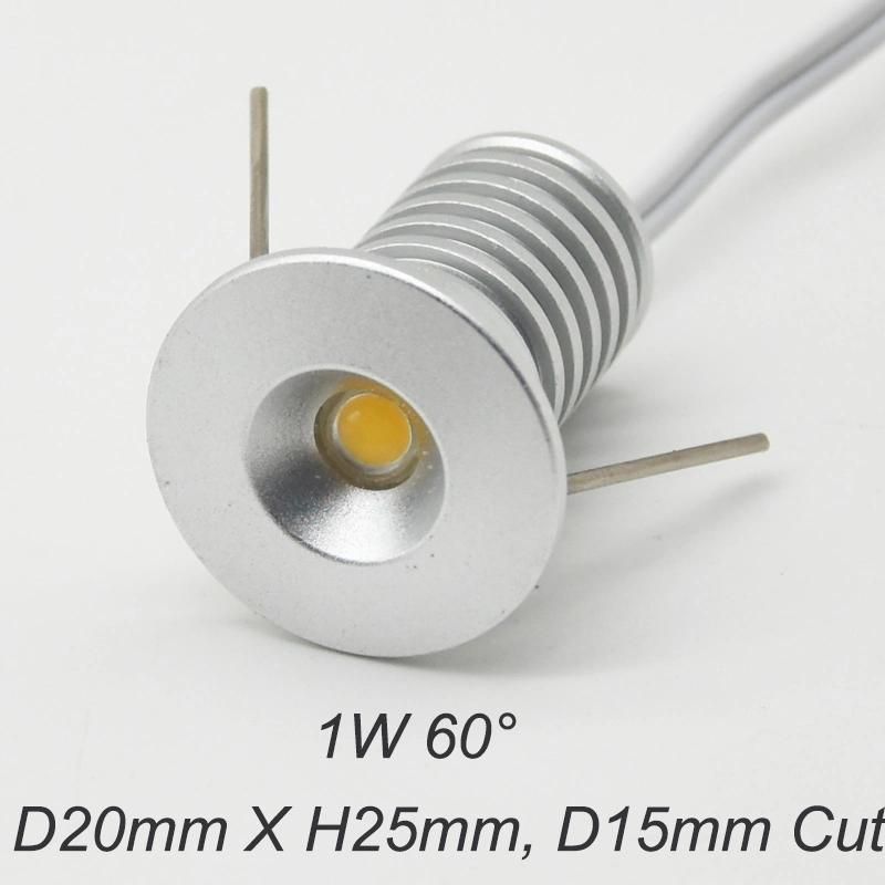 2W Mini Downlight D15mm Cut 12V-24V LED Bulb Spot Light for Cabinet Stair Lighting