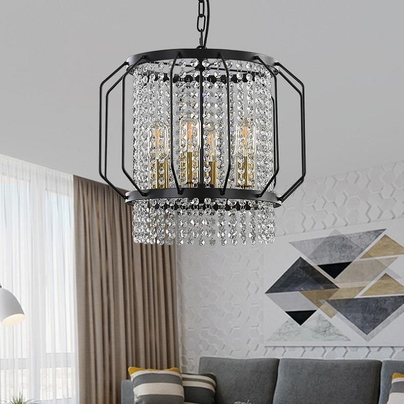 North America Crystal Chandelier Modern Hanging Pendant Light Decorative Metal Shade Pendant Lamp
