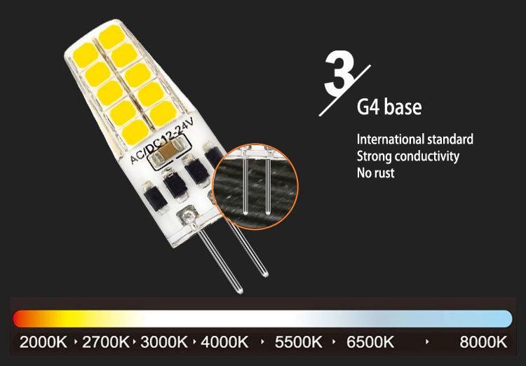 G4 LED Dimmable Bulb 2835 20LED 2.5W 12V 24V for Chandelier Lamp Silicone LED Light