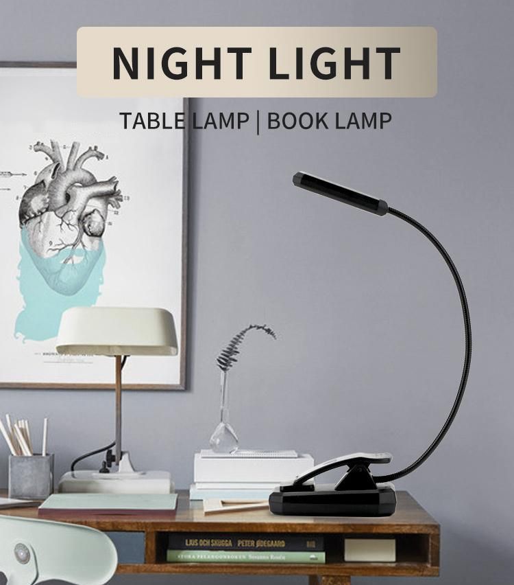 Rechargeable Bed Lamp 3 Modes Warm White Light Book Light