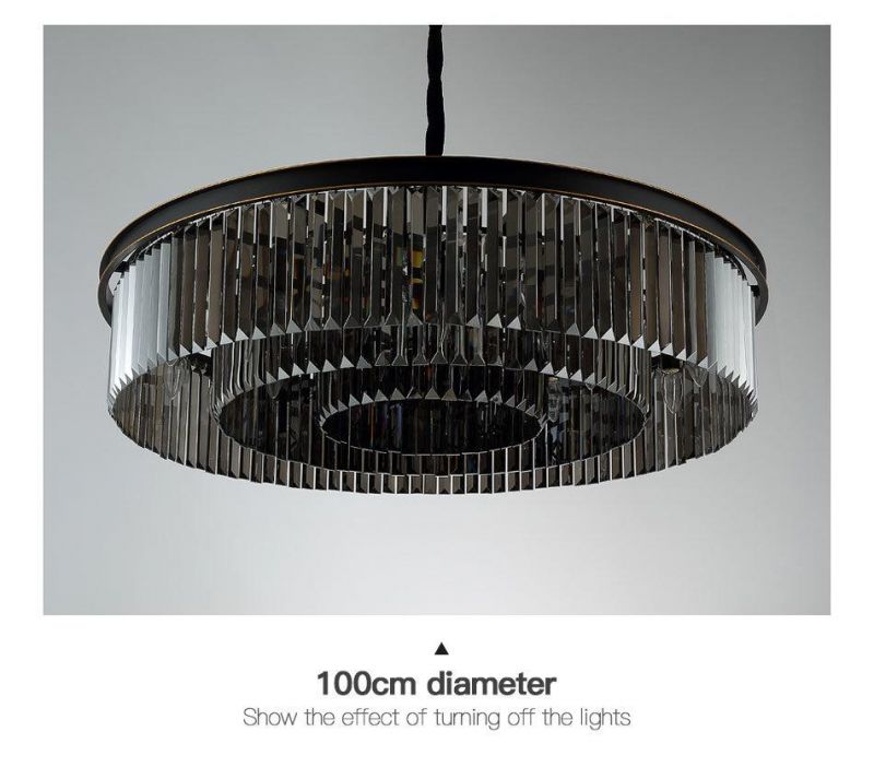 2021 Round Indoor Luxury Pendant Light Black Gold LED Hanging Lights Home Nordic Modern K9 Crystal Chandelier Luxury