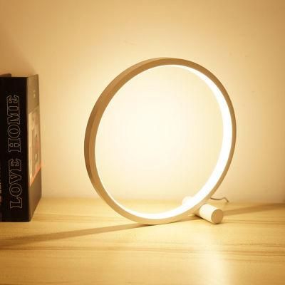 LED Circular Desk Light Touch Button Switch Bedside Black White Round Dimmable LED Table Lamps