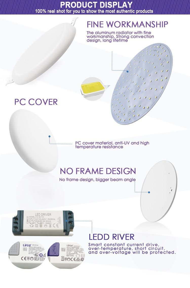 RoHS LED Lighting RGB Frameless LED Panel Lamp 24W Smart Super LED Light