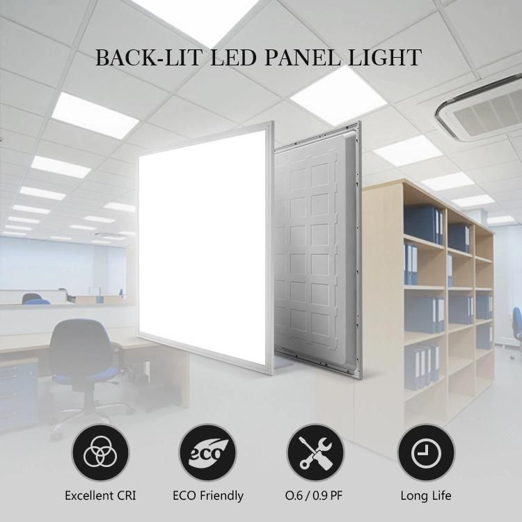 Factory Cheap Price 595*595mm 40W Ra80 100lm/W Backlit Panel Light LED Flat Panel Light Plastic Housing