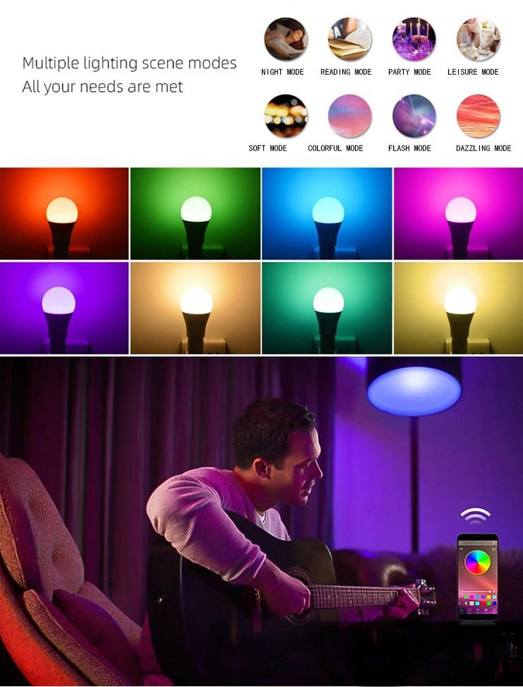 Smart Home Digital Dimmable RGBW Light WiFi+BLE LED Bulb with Alexa/Google Home Tuya Smart Life