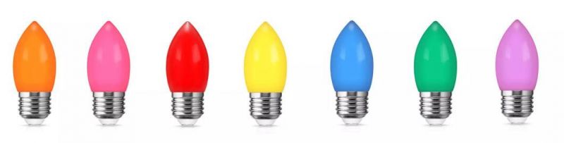 Colorful Small LED Bulb 3W C37 E27 Red/Yellow/Blue/Green/Orange/Violet/Pink LED Colored Bulbs for Christmas Tree