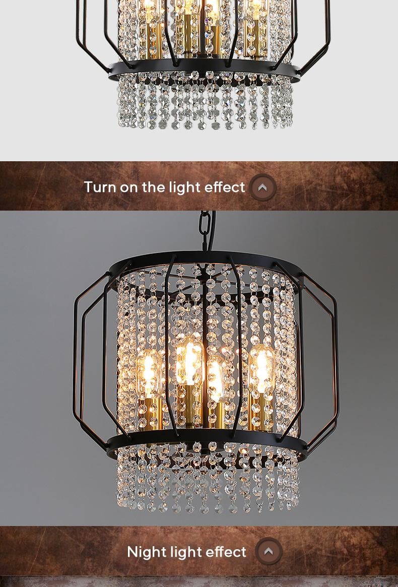 North America Crystal Chandelier Modern Hanging Pendant Light Decorative Metal Shade Pendant Lamp