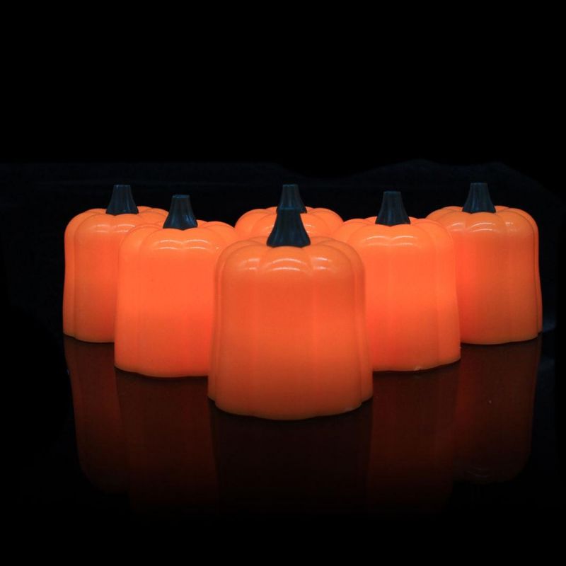 LED Flickering Pumpkin Flameless Tea Lights Candles for Halloween Thanksgiving