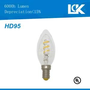 High CRI 95 6W 500lm B10 New Spiral Filament LED Light Bulb