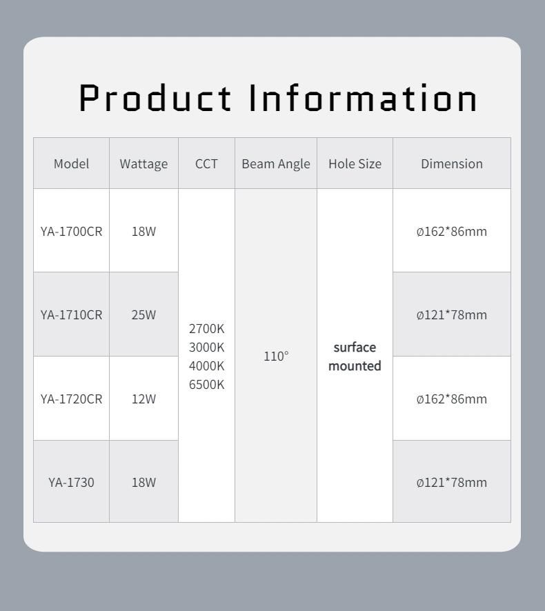 COB IP54 3000K 18W LED Surface Mounted LED Ceiling Light