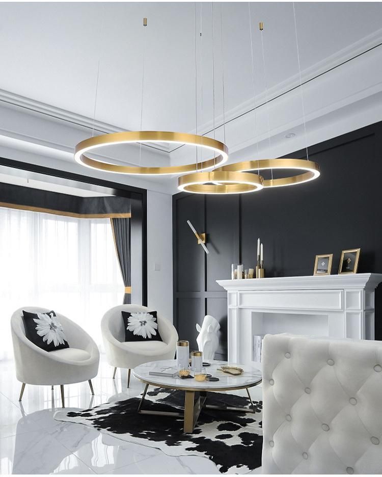 LED Decorative Light Office Round Aluminum Hotel Lobby Large Modern Pendant Lamp Chandelier Lighting