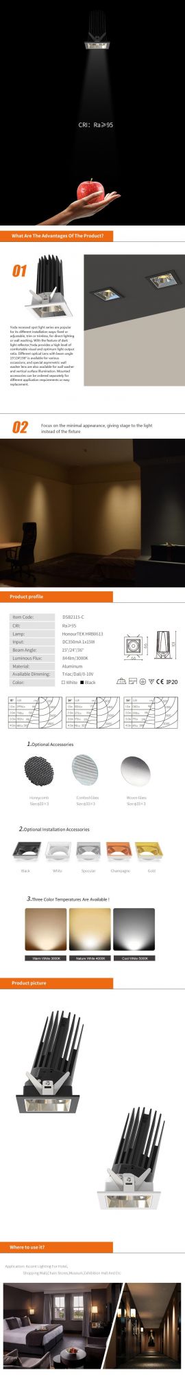 Good Quality LED Downlight 15W Module IP20 Spotlights with CE Certification