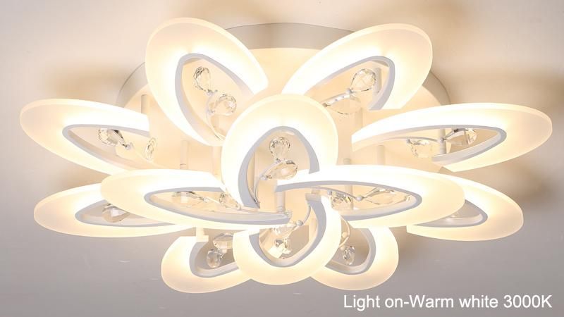 Cheap Large Flower Design Crystal Acrylic LED Round Ceiling Light 15 Heads Interior Home Lighting