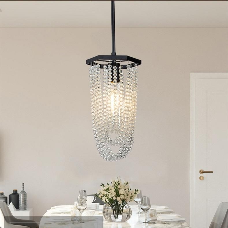 American Simple Wrought Iron Chandelier Restaurant Creative Retro Crystal Chandelier