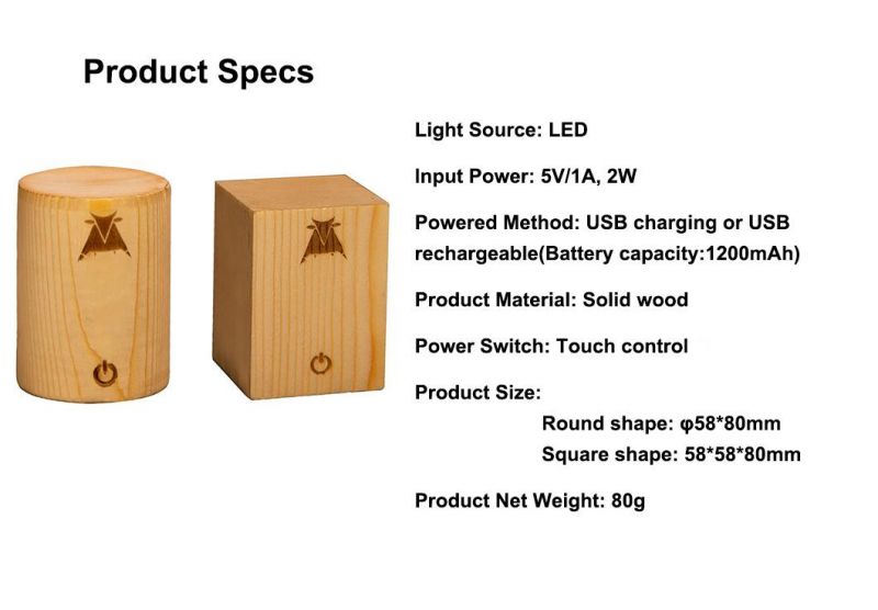 Hand Made USB Powered Solid Wood Night Light