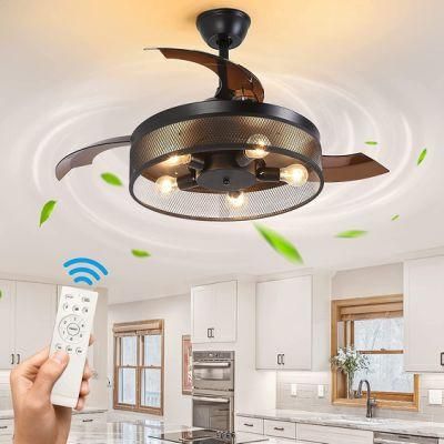 Ceiling Fan Metal Element Acrylic Popular Blades Invisible Ceiling Fan with Lights and Remote Control