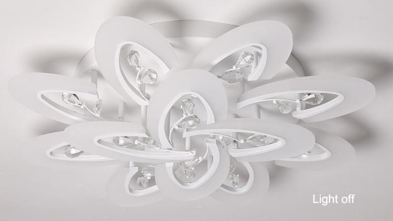 Cheap Large Flower Design Crystal Acrylic LED Round Ceiling Light 15 Heads Interior Home Lighting