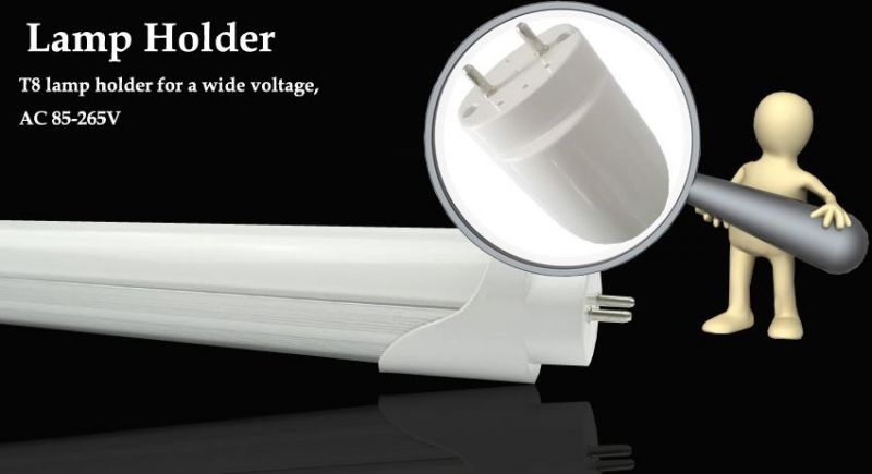 160lm/W CRI>80ra 3000lm T8 18W LED Tube Light AC85-305V 6000K Cool White PF>0.9 Surge Range 4kv